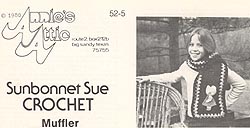 Original black & white version of Annies Attic Crochet Sunbonnet Sue Muffler pattern